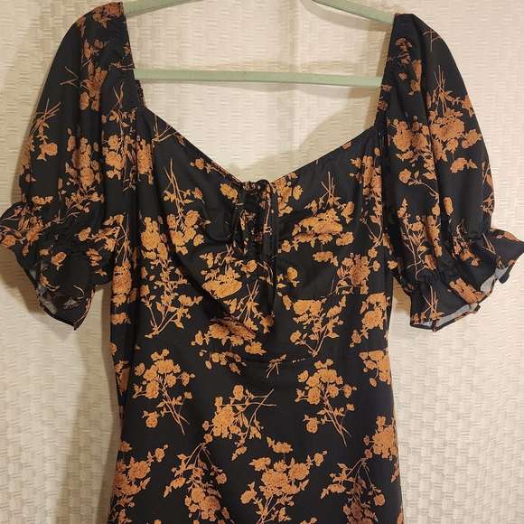 5/$16 💓Floral Black and Orange Dress - Picture 2 of 4